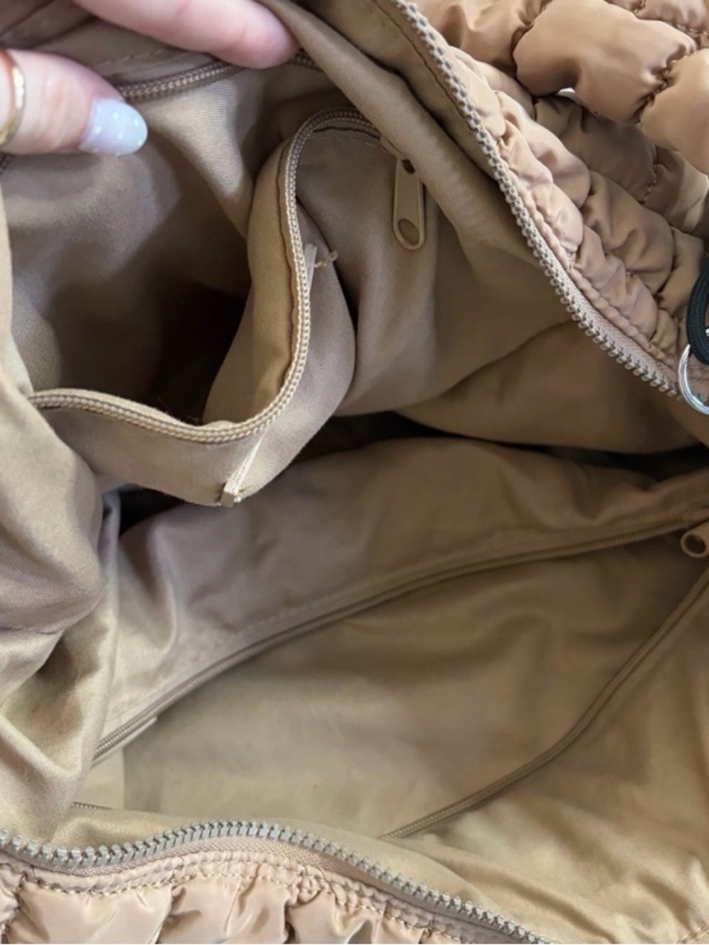 Free People FP Movement Beige Tan Quilted Carryall Tote - Picture 5 of 7